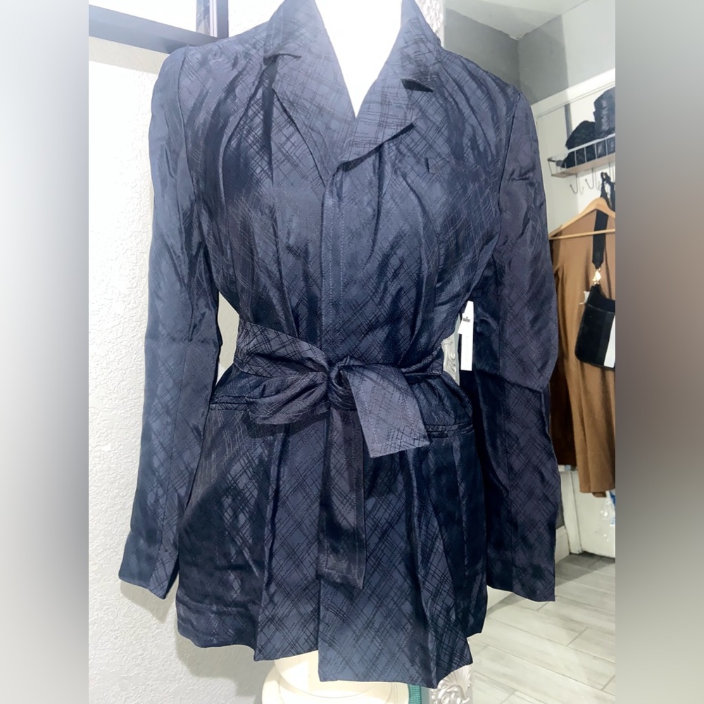Equipment Navy Blue Blazer with tie at waist. New